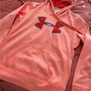 Under Armour Coral Hoodie with Blue Emblem